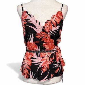 Milk & Honey Elegant Black and Pink Tropical Women's Camisole Sz small